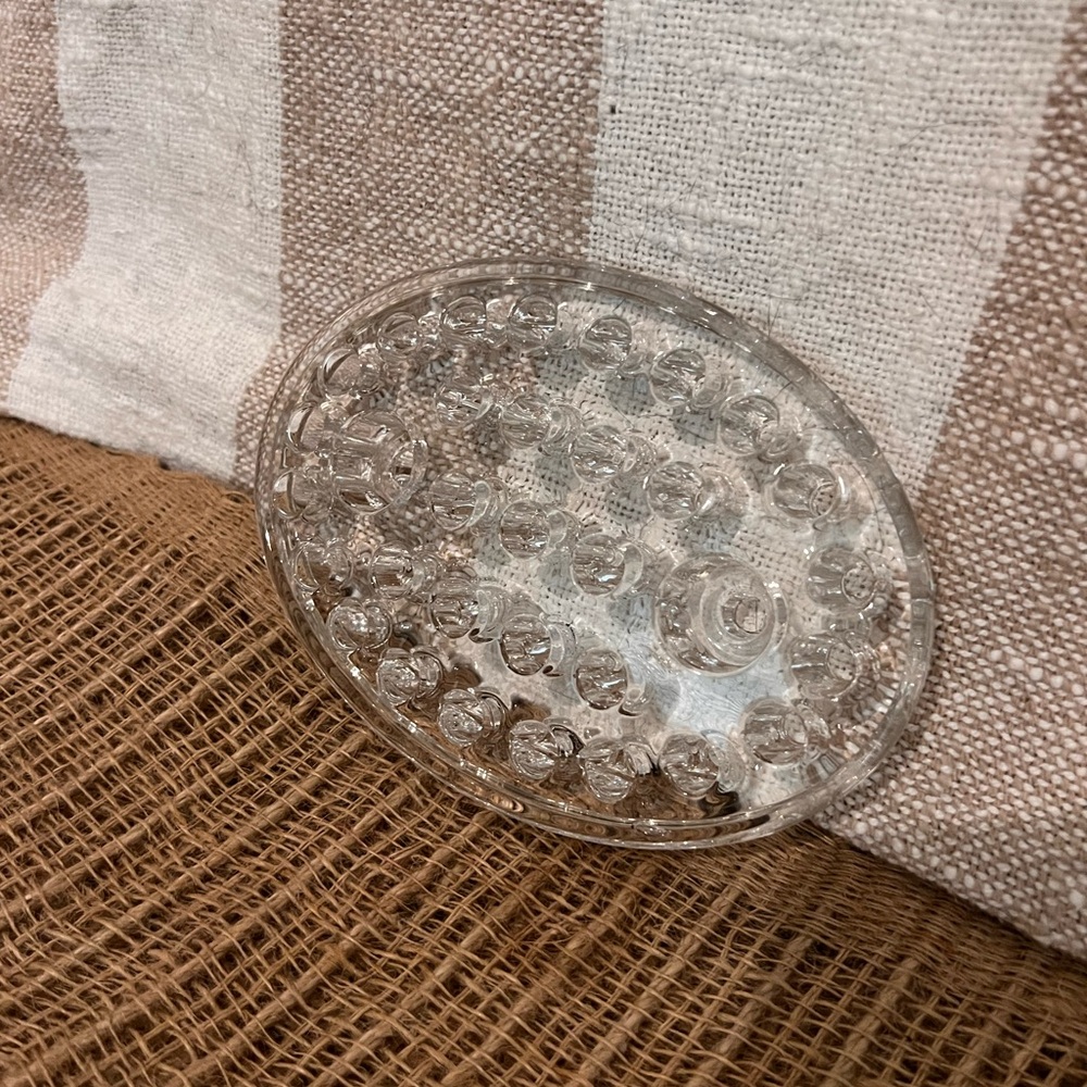 Vintage Clear Glass Flower Frog- Oval Floral Arranger/ Frog Insert